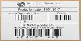 Admmwt100b American Dynamics 75/100mm Vesa 3-in Wall Mount - Same Day Shipping