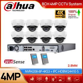 Ipc-hdbw2441e-s Dahua Original 8ch 4mp Wizsense Starlight Ir Ip Plug Play Dome Camera System Lot