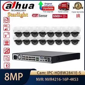 Ipc-hdbw2841e-s Dahua 4k 8mp Dome Ip Camera System Ir Starlight 16ch Poe Nvr Lot