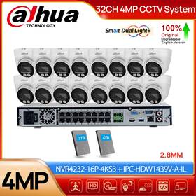 Ipc-hdw1439v-a-il Dahua 32ch Security Camera System 4mp Dual Light Full Color 16poe Nvr Lot