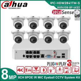 Ipc-hdw2831tm-as-s2 Dahua 8ch 8poe 8mp Ir Starlight Mic Home Cctv System Kit Lot Ipc-hdw2841tm-s 4k