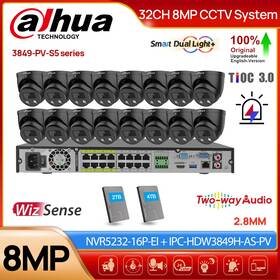 Ipc-hdw3849h-as-pv-s5 Dahua 32ch 16poe 4k Nvr 8mp Full Color Ir Poe Cctv Camera System Lot 2-way Audio