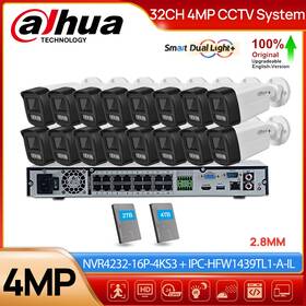 Ipc-hfw1439tl1-a-il Dahua 32channel Cctv System 16poe Nvr 4mp Dual Light Full Color Ir Ip Camera Lot