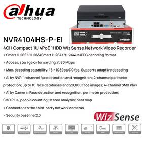 Nvr4108hs-8p-ei Dahua Nvr4104hs-p-ei 4ch 8ch Poe Wizsense Network Video Recorder