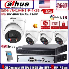 Ipc-hdw3849h-as-pv Dahua Vd-3t89-as 4ch Nvr Nvr4104hs-p-4ks3 System Color 8mp Ip Camera Lot