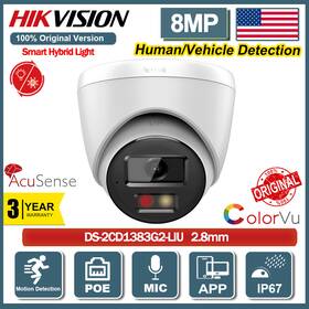 Ds-2cd1383g2-liu Hikvision 8mp 4k Hybrid Dual Light Turret Ip Camera Mic Ds-2cd1383g2-liuf Ip67