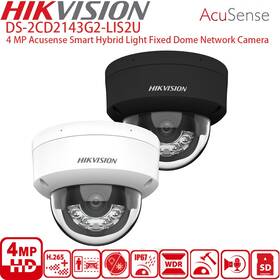 Ds-2cd2143g2-lis2u Hikvision 4mp Acusense Ip Camera Hybrid Light Mic Black White