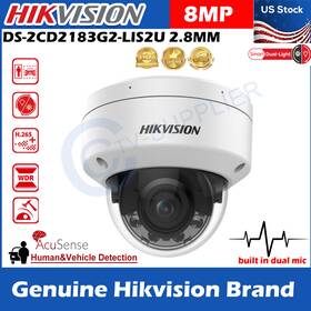 Ds-2cd2183g2-lis2u Hikvision 8mp Ir White Light Arrayed Dual Mic Ip Camera 2.8mm