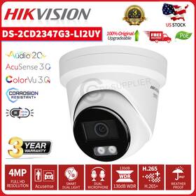 Ds-2cd2347g3-li2uy Hikvision 4mp Colorvu 3.0 Ip Camera Dual-mic 3-lighting Modes