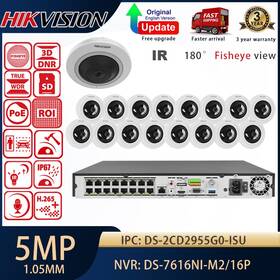 Ds-2cd2955g0-isu Hikvision 16ch 32mp Nvr Cctv System 5mp Ir Fisheye Ip Camera Audio&alarm Mic Lot