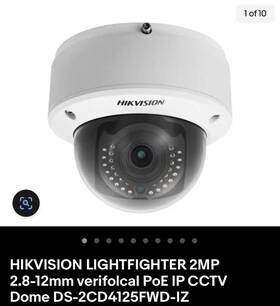 Ds-2cd4125fwd-iz Hikvision Lightfighter 2mp 2.8-12mm Verifolcal Poe Ip Cctv Dome
