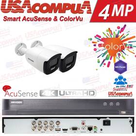 Ds-2ce12fhft-f28 Hikvision Smart Colorvu 4k-uhd Security Camera System 4mp Bullet With Hdd