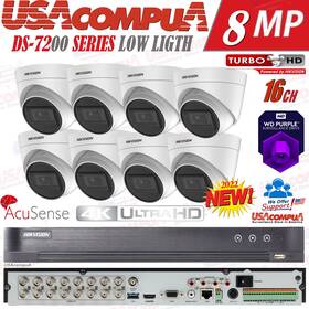 Ds-2ce78h0t-it3fs Hikvision 16ch Acusense Security Camera System Cctv 5mp Turret Audio And Hdd