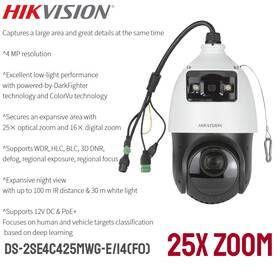 Ds-2se4c425mwg-e Hikvision Ds-2se4c425mwg-e/14 F0 Tandemvu 4mp 25x Ptz Colorvu Darkfighter Ir