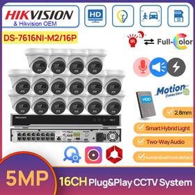 Ds-7616ni-m2 Hikvision Ds-7616ni-m2/16p 32mp 16ch 8k Nvr 5mp Hybrid Light Full Color Ir Poe Camera System Lot