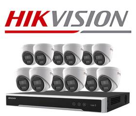 Eki-k164t412c Hikvision 16-ch 8mp Nvr 4tb Hdd 12colorvu 4mp Ir Turret Camera Kit