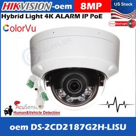 Ds-2cd2187g2h-lisu Hikvision Oem 8mp Colorvu Poe Dome Ip Camera Hybrid Light Mic