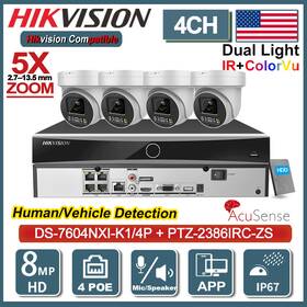 Ptz-2386irc-zs Hikvision 4ch 8mp 5x Zoom Ptz Full Color Security Camera System Kit Lot 4poe