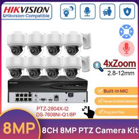 Ptz-2804x-i2 Hikvision 8ch 4k Ptz Camera Security System 8mp 4xzoom Mic Ir Speed Dome Lot