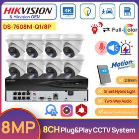 Hikvision Vk383f-liuf/pv 8ch 4k Hybrid Light Colorvu Ir Camera System 2way Audio R&b Lot