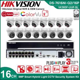 Vk383f-liuf-sl Hikvision Ds-7616ni-q2/16p 16ch 4k Colorvu Camera System Kit 8mp Dual Light Lot