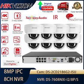 Ds-2cd2186g2-isu Hikvsion 8ch Cctv System Kit 4k 8mp Acusense Darkfighter Ip Dome Camera Poe Lot