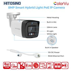 Hitosino Ds-2cd1083g2-liuf/sl 8mp 4k Colorvu Bullet Ip Camera Hik-oem Sound Light Alarm 2-way Audio