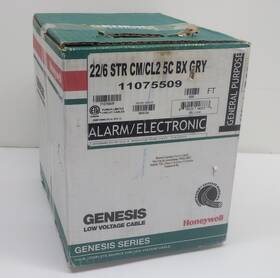 Honeywell 11075509 Genesis Low Voltage Cable 22/6 Str Cm/cl2 5c Bx Gry New