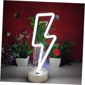 Jinyi Intel 653998474669 Lightning Neon Sign With Holder Base Usb Or 3-aa Battery Powered