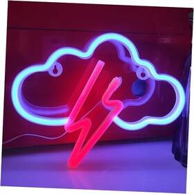 Jinyi Intel 653998620608 Cloud Lightning Neon Light Usb Or 3-aa Battery Powered Signs Led Blue Red