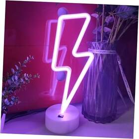 Jinyi Intel 653998620646 Lightning Neon Sign With Holder Base Usb Or 3-aa Battery Powered