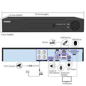86504 Maisi 4 Channel Hd Cctv Video Recorder Dvr 5mp Hdmi For Home Camera Security System