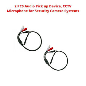 Evumic601p0002 Mini Spy Microphone With Power Cable For Audio Surveillance In Cctv Systems 2 Pcs