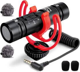 Doublemic-v2 Movo Doublemic V2 Two-sided Shotgun Mic For Camera Vlogging - Dual Red Black