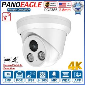Pg-pg2385i-28 Panoeagle 4k 8mp Ir Turret Ip Camera Built-in Mic Poe Home Cctv Security