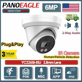 Yc2265i-isu Panoeagle Hikvision Compatible 6mp Acusense 2way Audio Turret Ip Security Camera Poe Ir30m