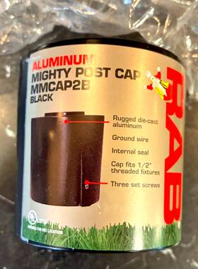 Mmcap2b Rab New Mighty Post Cap Black Aluminum Wet Locations Fits 2 Inch Pvc