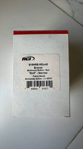Rci 918nre-mox40 New Momentary Mushroom Exit Push Button