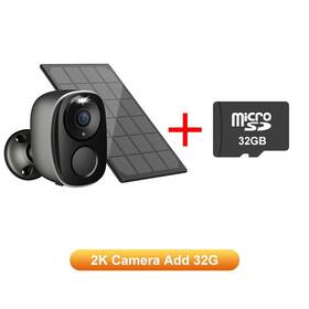 Sansco Bw4-black 32gb Solar Battery Powered Wireless Security Camera Wifi 3mp 2-way Audio Tf Card