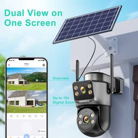 Exf-qs4-b4l-grey Sansco 5gwifi Solar Ptz Security Camera 4mp Audio Dual Lens Wireless Color Night Vision
