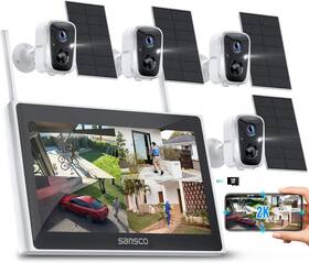 Nvr-1008m-b Sansco 4mp Wifi 2k Solar Wireless Cctv Camera System 10ch 10 Inch Monitor Nvr Audio 128gb