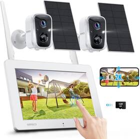 T8204-w Sansco 4mp Wifi 2k Solar Wireless Camera System 4ch 7 Inch Touchscreen Monitor Audio 128gb