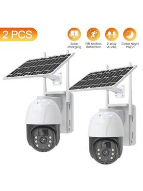 1324 Sanshike 2pc 2k Security Camera Wireless Outdoor 2mp Solar Video Surveillance