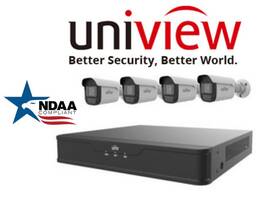 Ek-s31p4b44t1 Uniview Unv 4 X 4mp Ndaa Audio Ip67 Bullet Ip Camera 4k 4-ch Nvr Security System