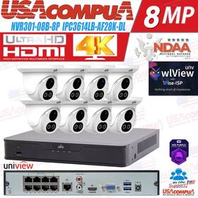Ek-s31p8dtl48t2-bk Uniview Ip67 8-ch 4k Nvr Network 8x4mp Ndaa Audio Ip Camera Security Kit