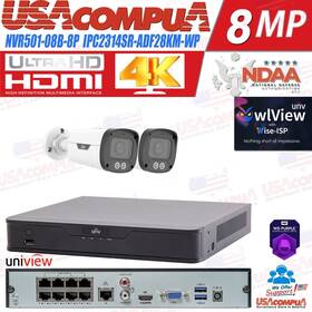 Nvr501-08b-8p-4t Uniview 4k With 4mp Ndaa Audio Ip Bullet Camera 8-ch Nvr Network Security Kit