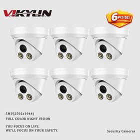 Pg-003 Vikylin 6pcs 5mp Full Color Turret Network Camera Human Vehicle Detection Mic