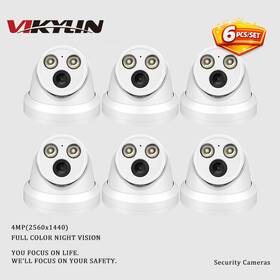 Pg-005 Vikylin 6pcs 4mp Full Color Night Vision Security Camera Human Vehicle Detection