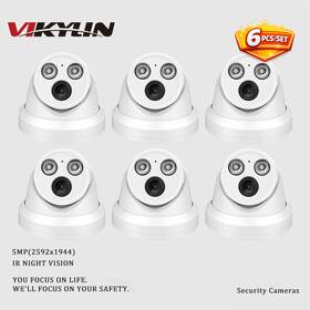 Pg-008 Vikylin 6 Pack 5mp Ir Night Vision Turret Network Camera Mic Outdoor Waterproof