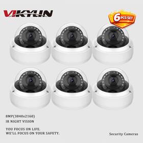 Vikylin Pg-011 6pcs 8mp 4k 12pcs Ir Led Night Vision Dome Ip Camera Built-in Mic Ip67
